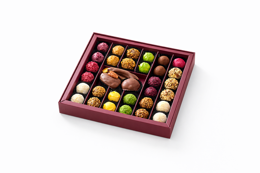 MAISON Premium Karışık Trüf Çikolata Kutusu 335 g Bordo El Yapımı Özel Tasarım