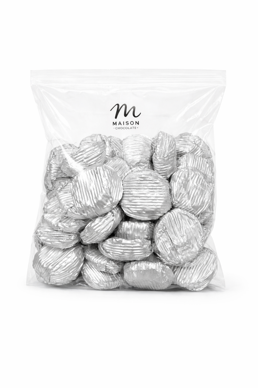 Maison Premium Gümüş Folyo Baton Çikolata 1000 gr İkramlık Paketli Çikolata