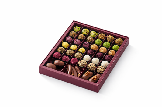 MAISON Premium Karışık Trüf Çikolata Kutusu 620 g Bordo El Yapımı Özel Tasarım