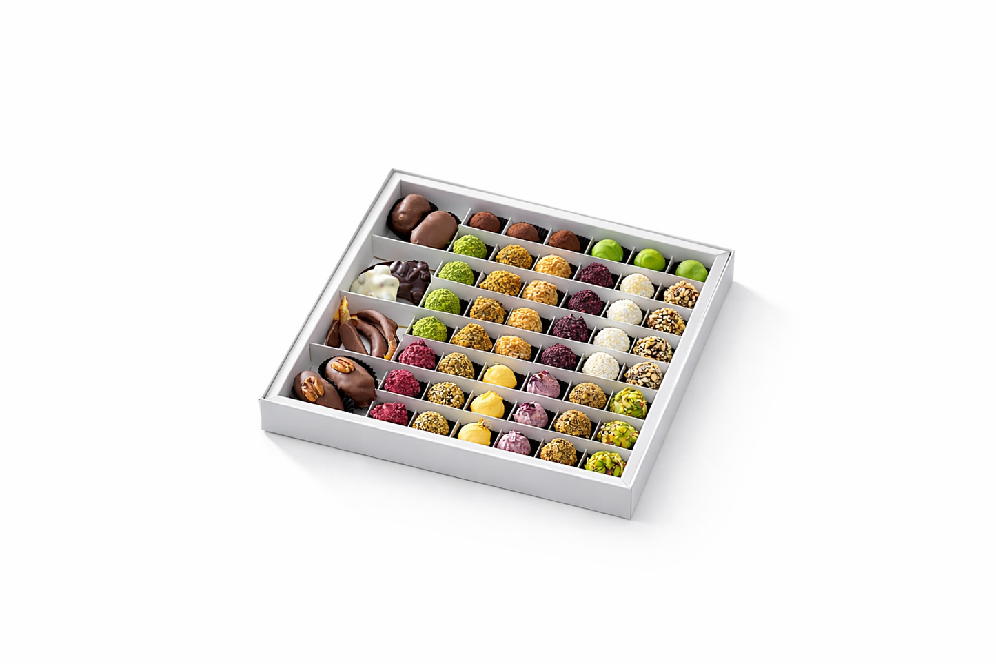 MAISON Premium Karışık Trüf Çikolata Kutusu 750 g Beyaz El Yapımı Özel Tasarım